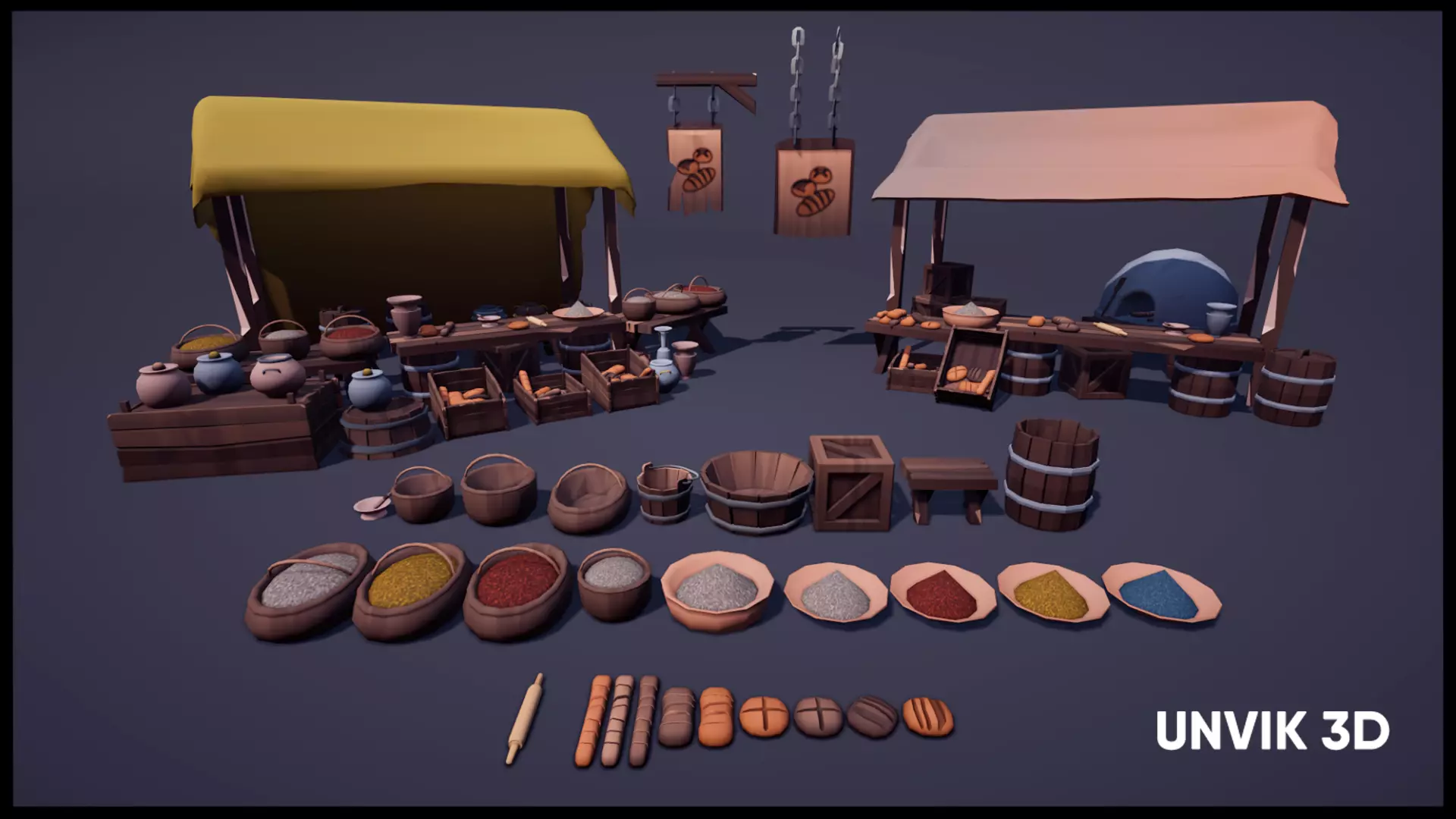 Bakery Kitbashing Low-poly 3D model_0