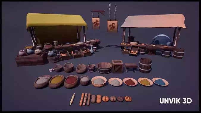 Bakery Kitbashing Low-poly 3D model