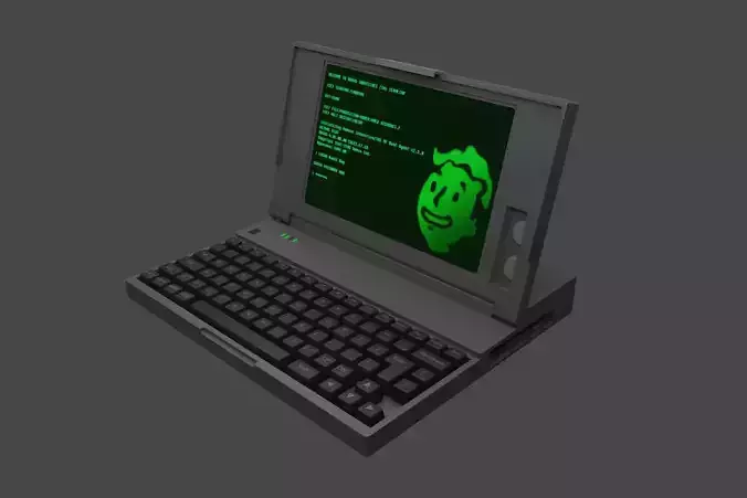NEC PC-9801 inspired retro laptop Low-poly 3D model