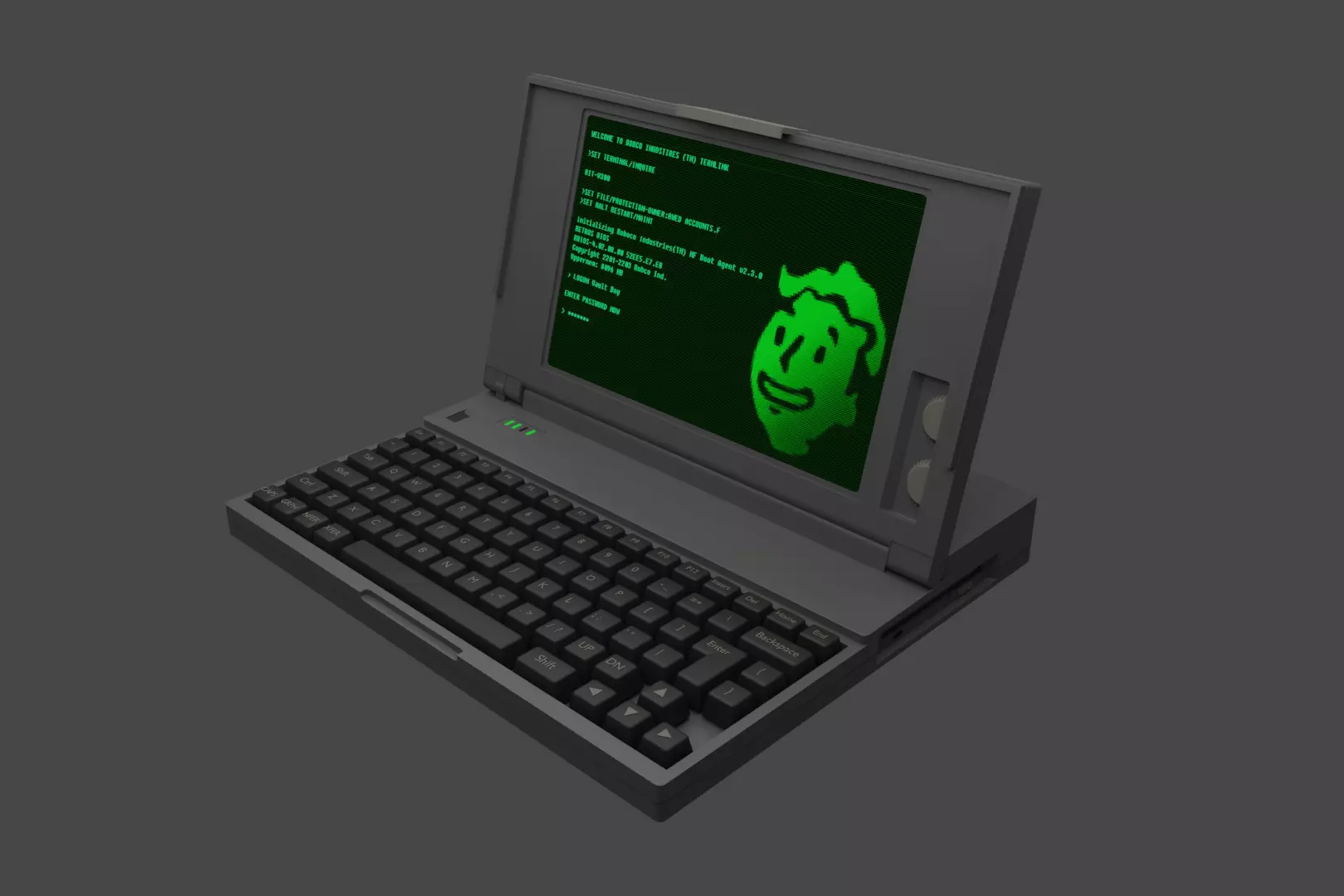 NEC PC-9801 inspired retro laptop Low-poly 3D model_0