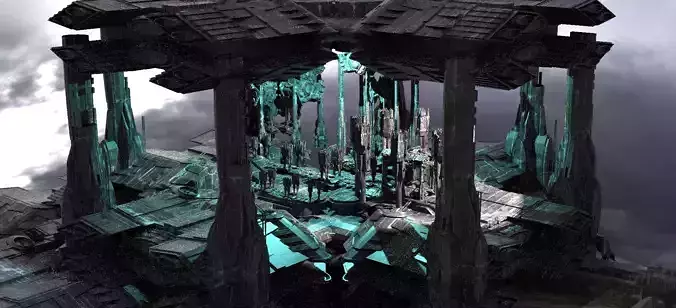 Elven Sci Fi city Courtyard massive 