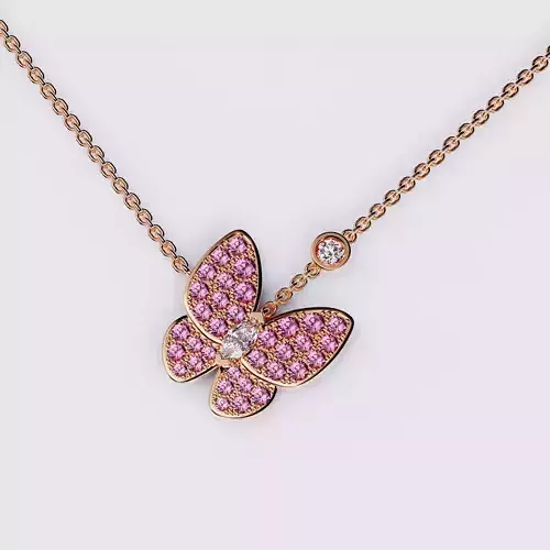 Two Butterfly pendant necklace