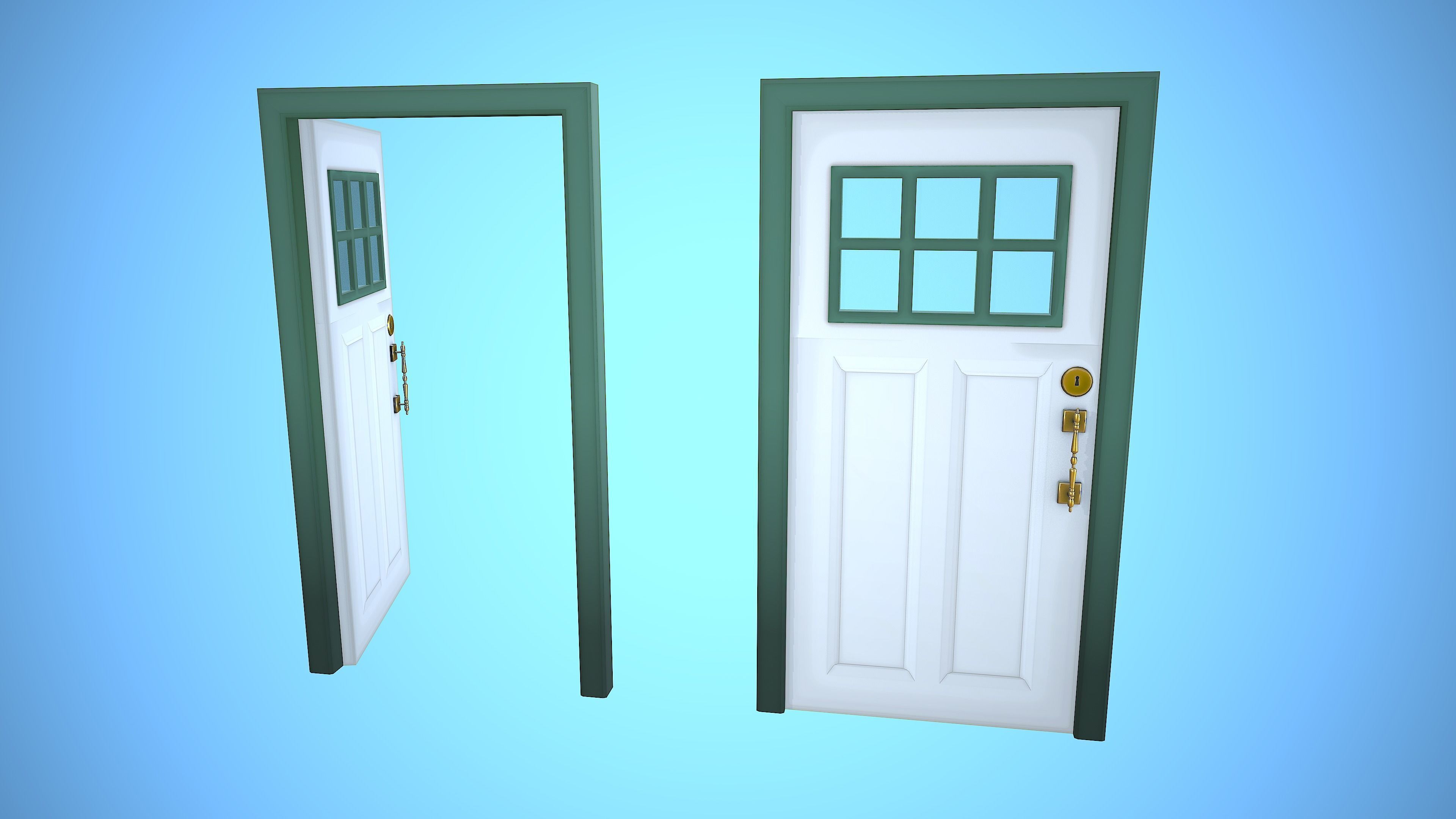 DOOR 3 CARTOON STYLIZED HOME HOUSE Low-poly 3D model_12