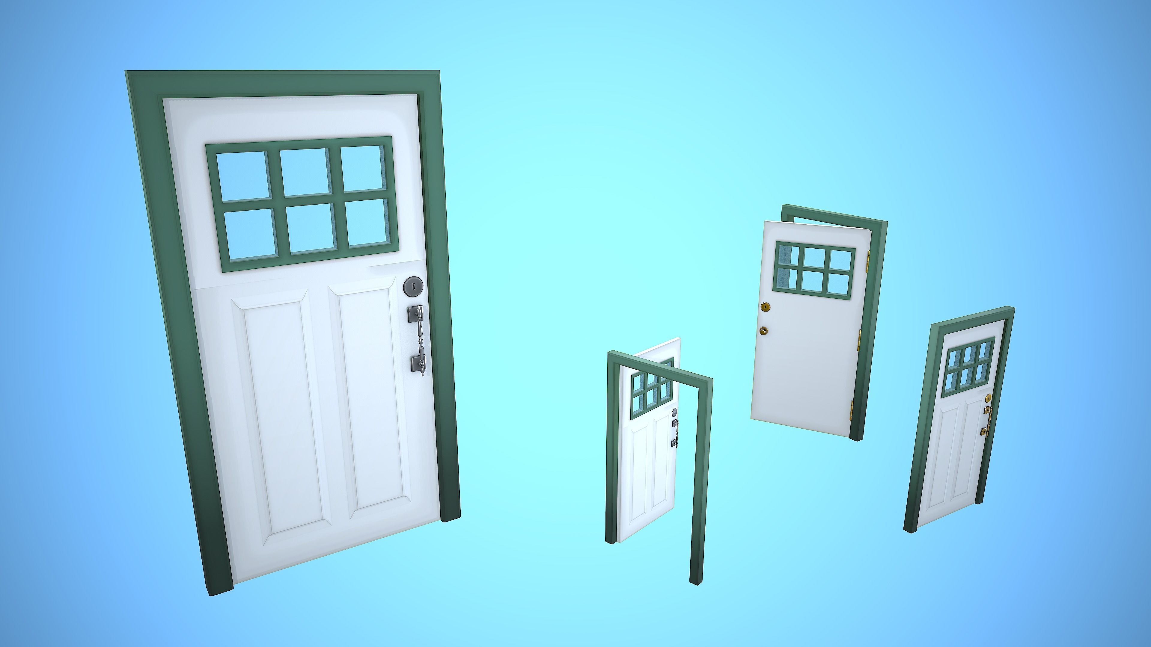DOOR 3 CARTOON STYLIZED HOME HOUSE Low-poly 3D model_20