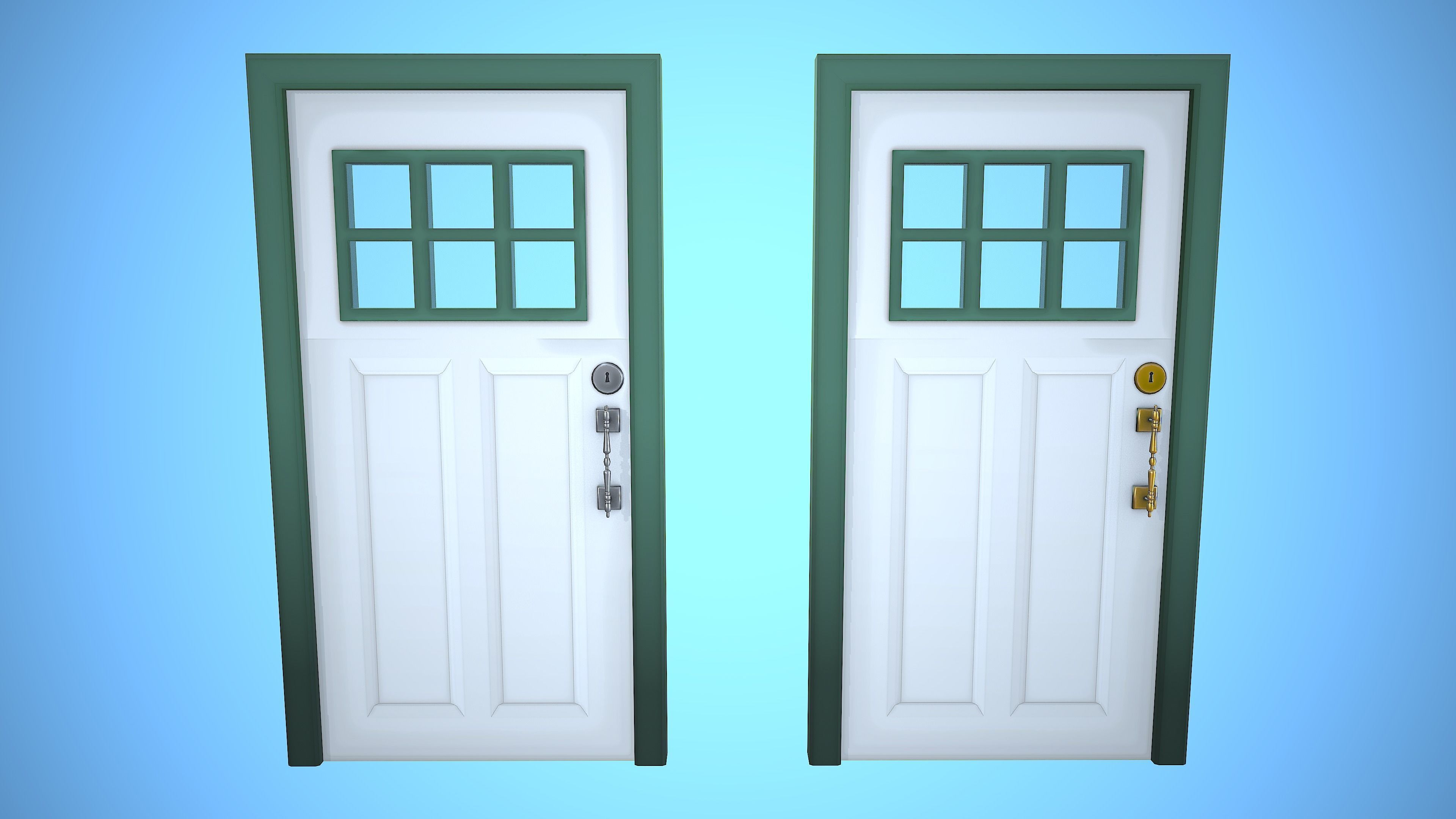 DOOR 3 CARTOON STYLIZED HOME HOUSE Low-poly 3D model_5