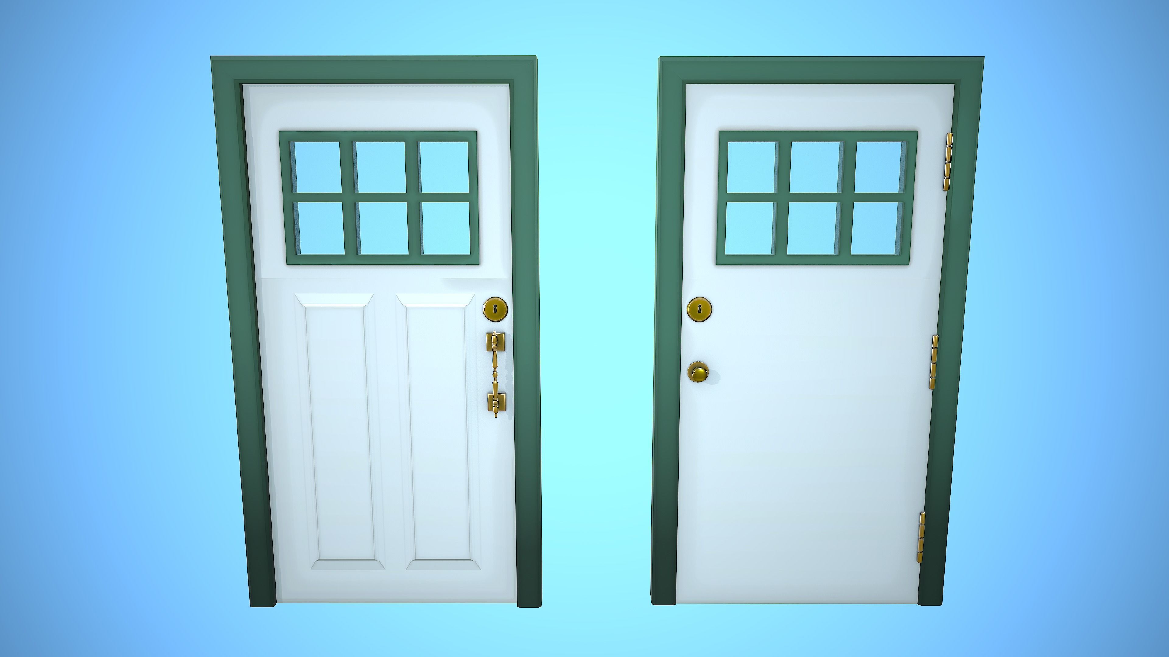 DOOR 3 CARTOON STYLIZED HOME HOUSE Low-poly 3D model_15
