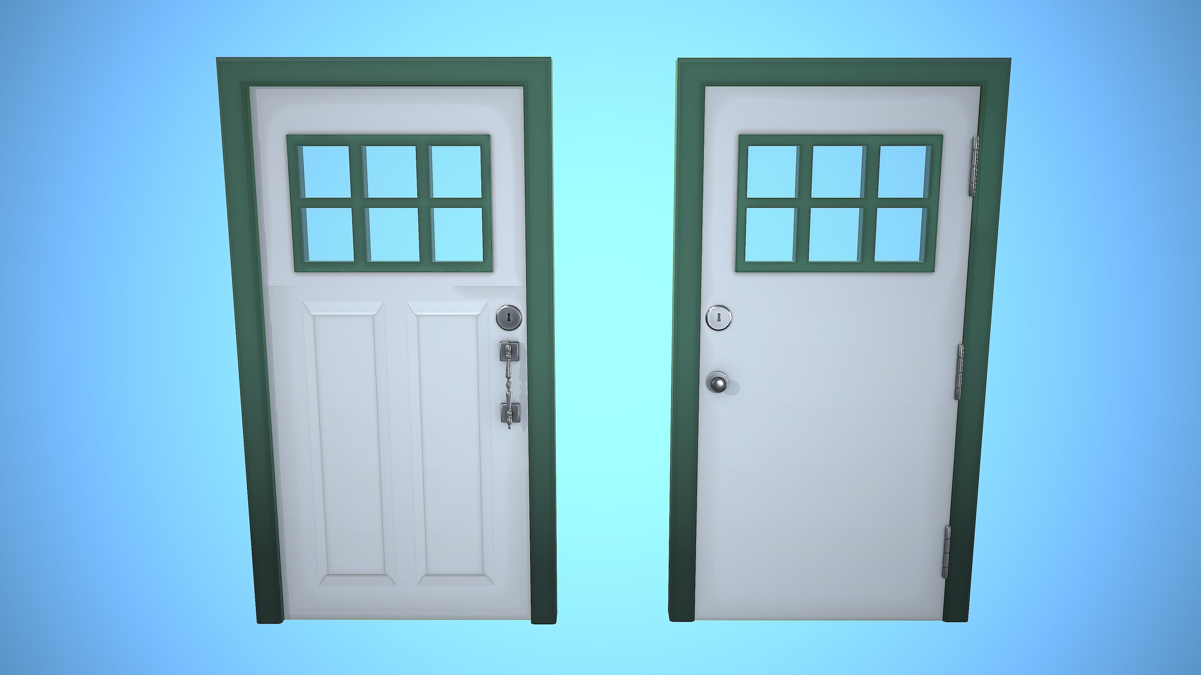 DOOR 3 CARTOON STYLIZED HOME HOUSE Low-poly 3D model_14