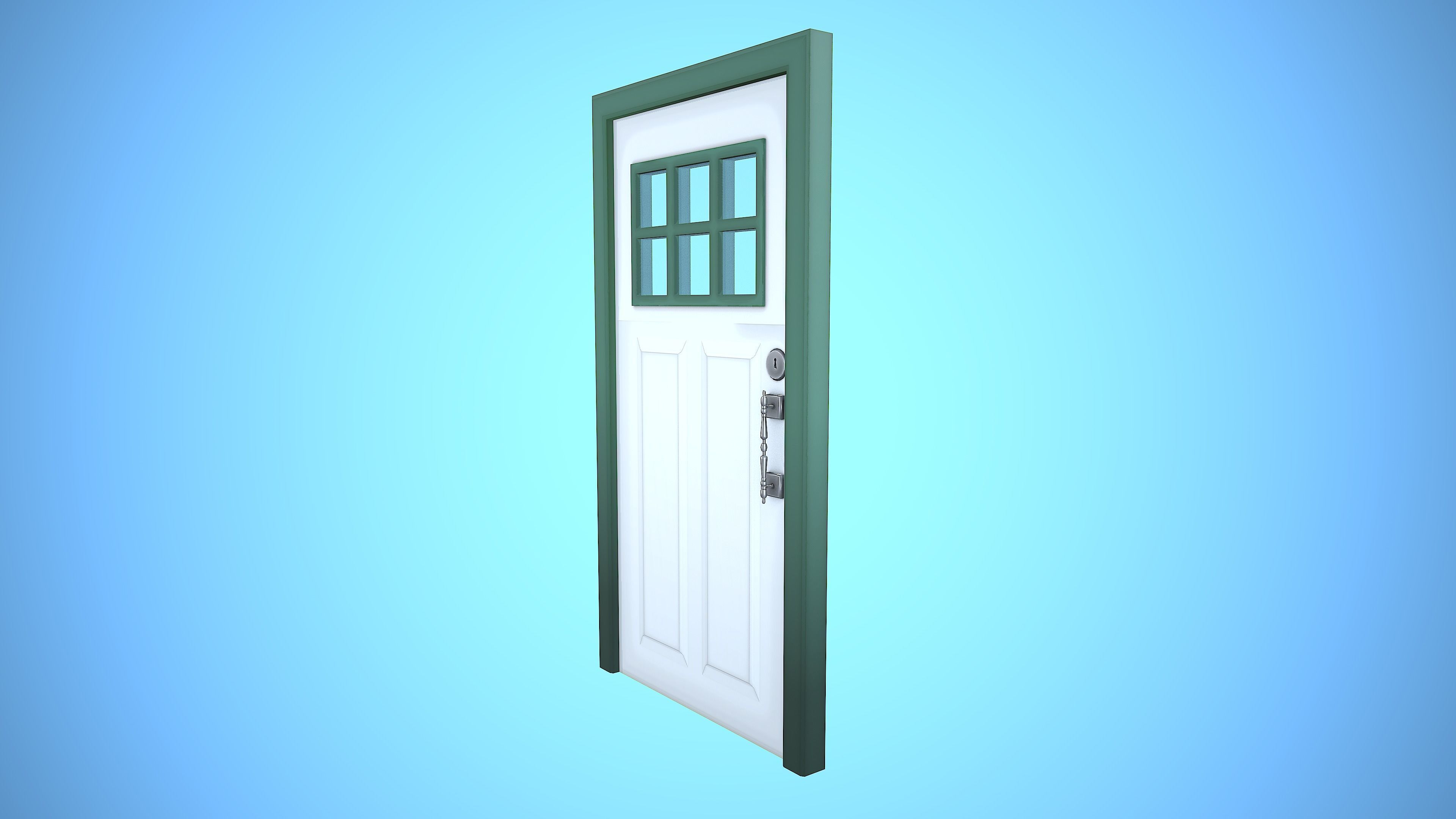 DOOR 3 CARTOON STYLIZED HOME HOUSE Low-poly 3D model_9