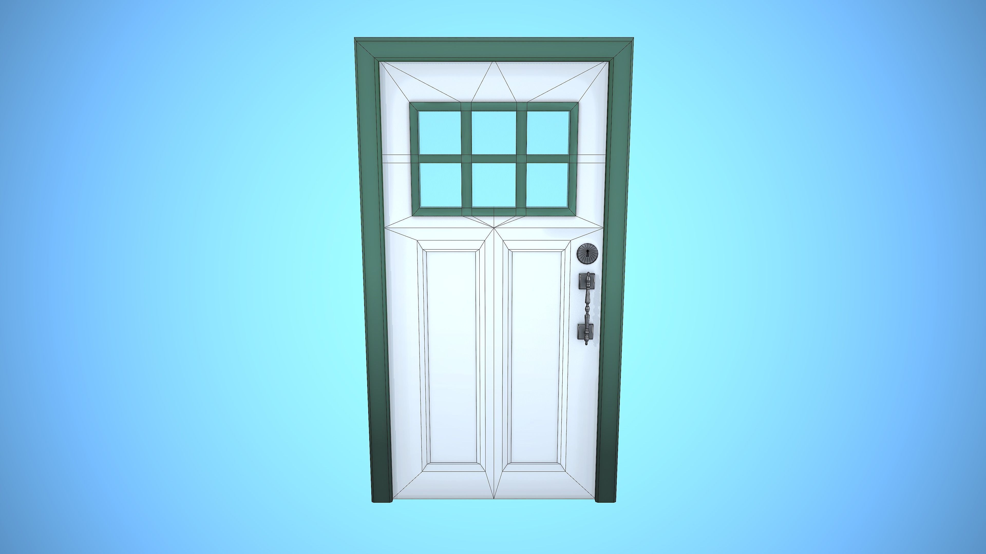 DOOR 3 CARTOON STYLIZED HOME HOUSE Low-poly 3D model_8