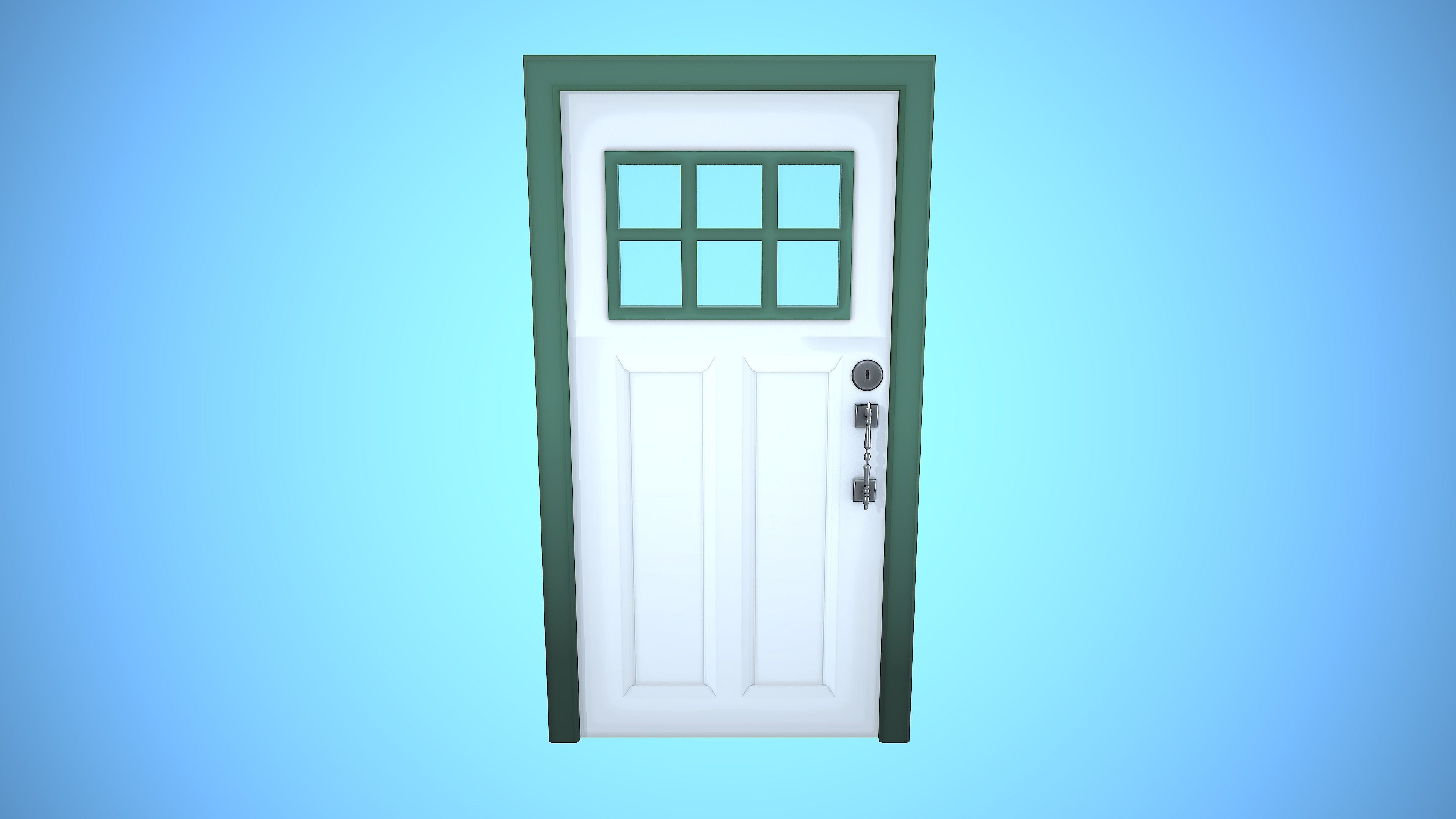 DOOR 3 CARTOON STYLIZED HOME HOUSE Low-poly 3D model_7