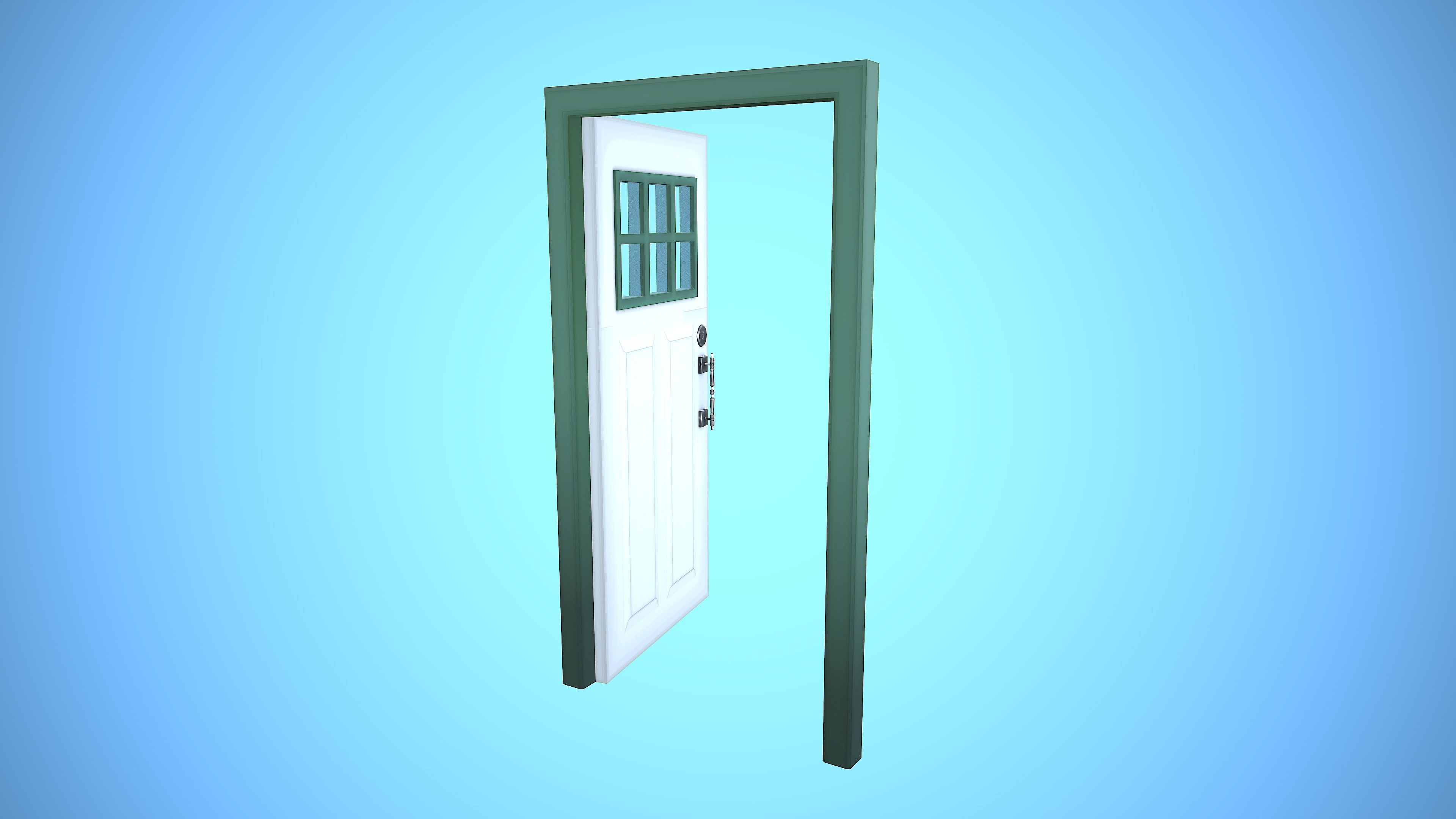 DOOR 3 CARTOON STYLIZED HOME HOUSE Low-poly 3D model_10