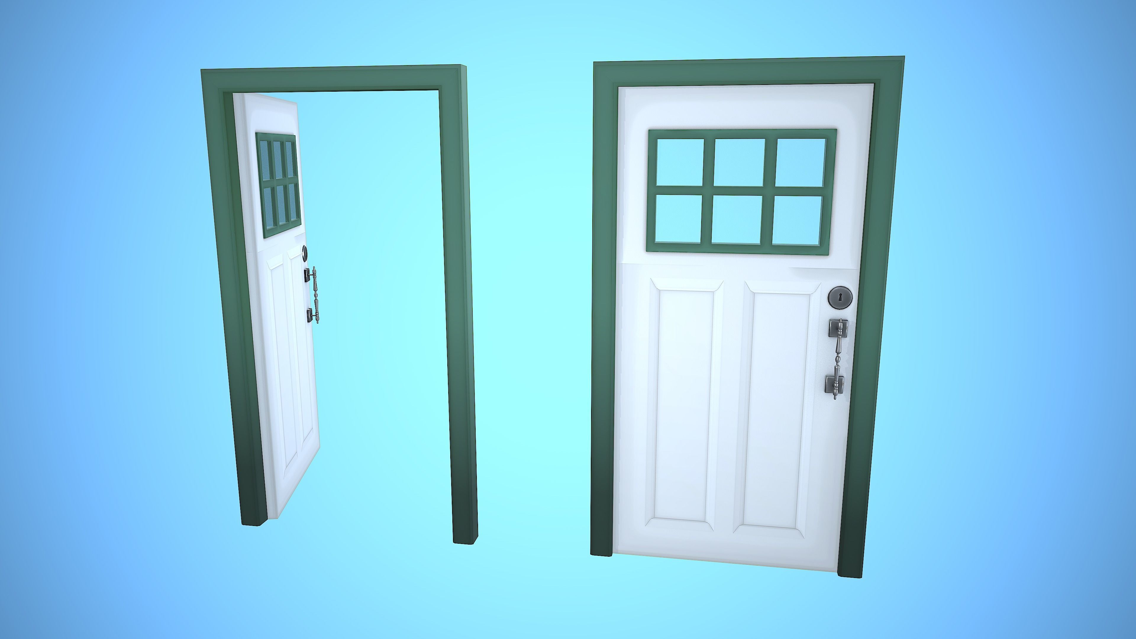 DOOR 3 CARTOON STYLIZED HOME HOUSE Low-poly 3D model_11