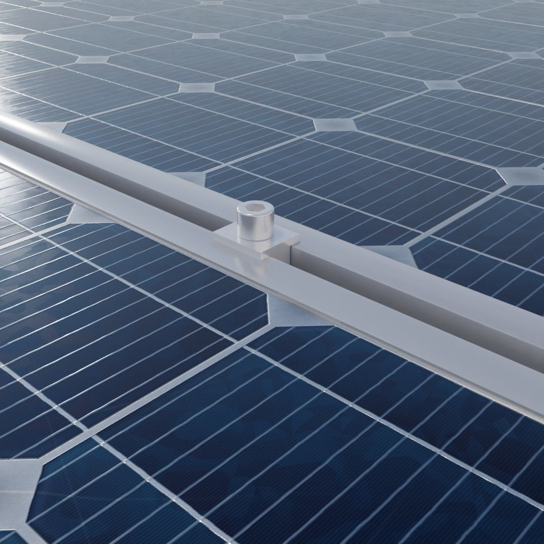 Solar panels with mounting to roof 3D model_3