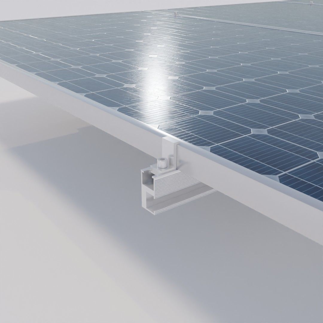 Solar panels with mounting to roof 3D model_2