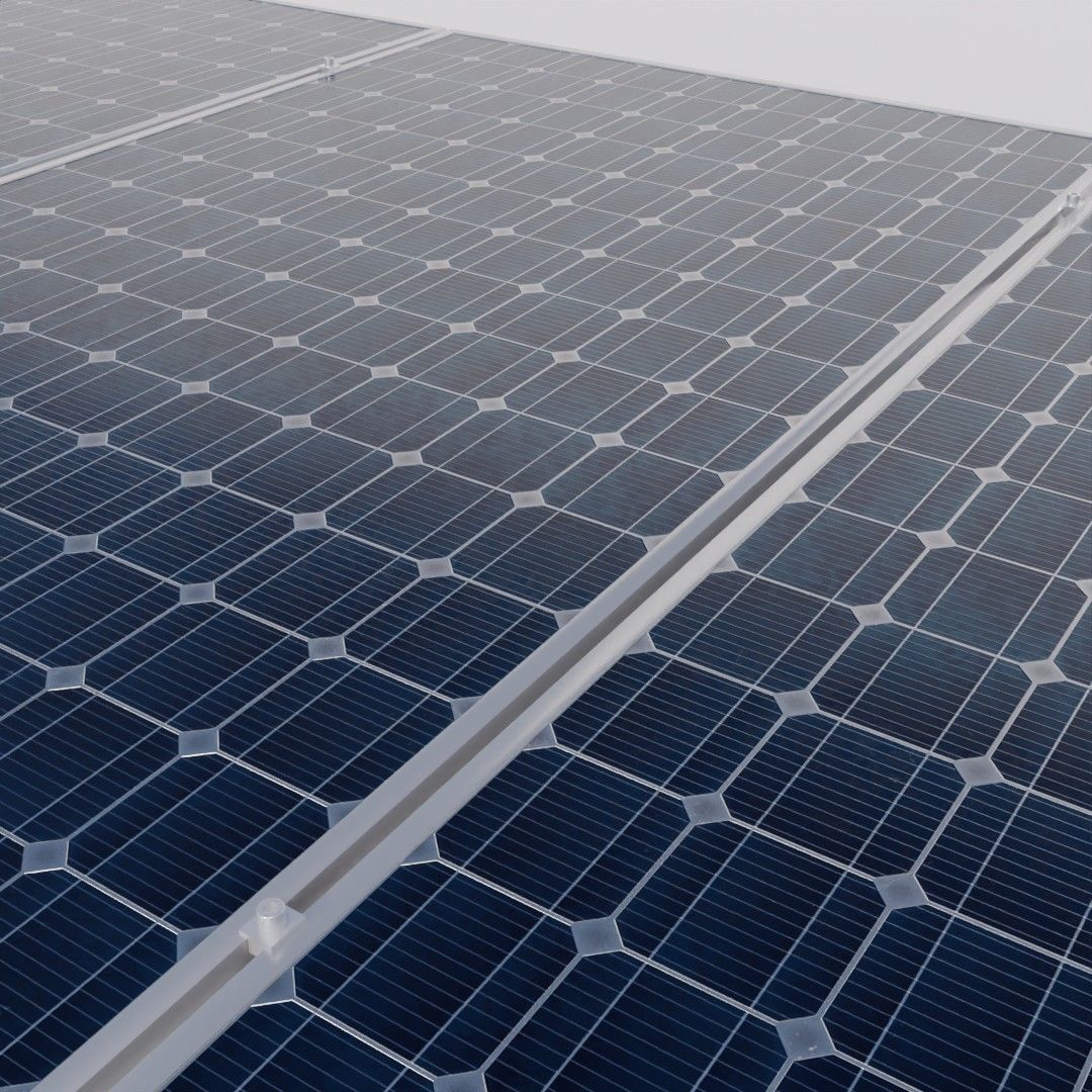 Solar panels with mounting to roof 3D model_1
