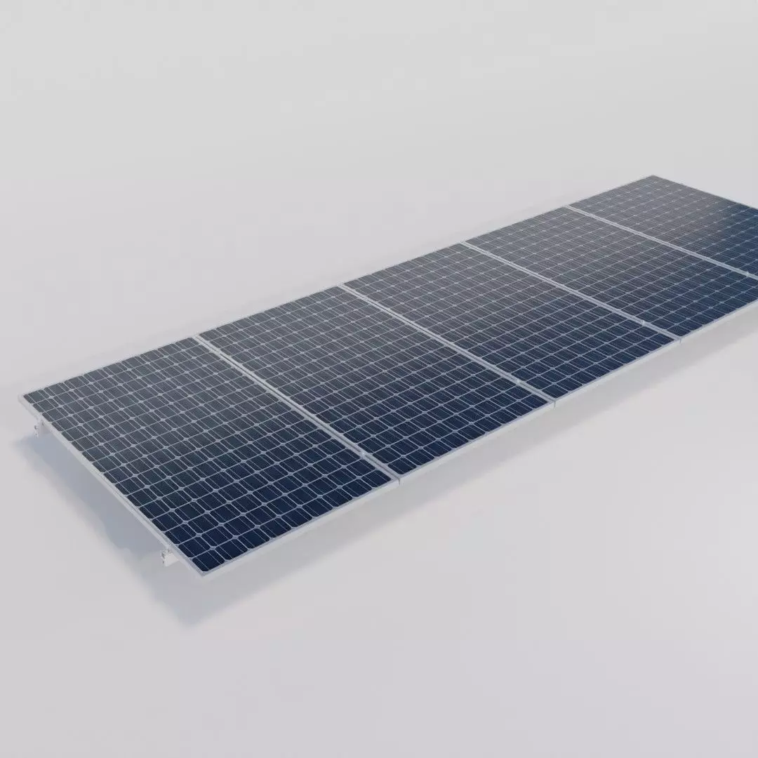 Solar panels with mounting to roof 3D model_0