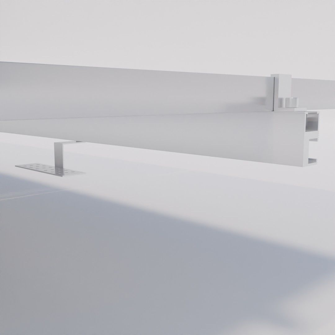 Solar panels with mounting to roof 3D model_4