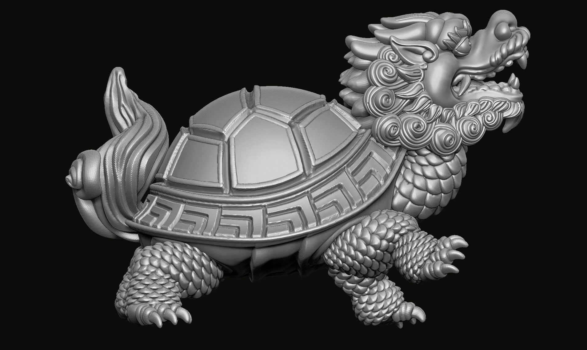 The Dragon Turtle Statue 3D print model_1