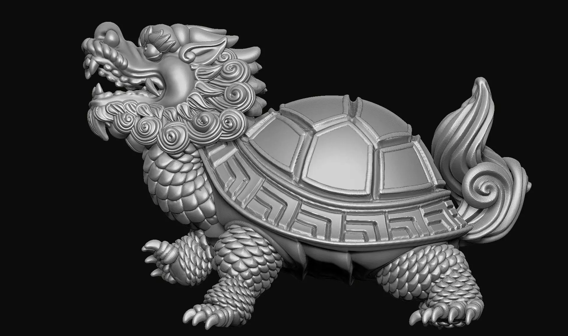 The Dragon Turtle Statue 3D print model_0