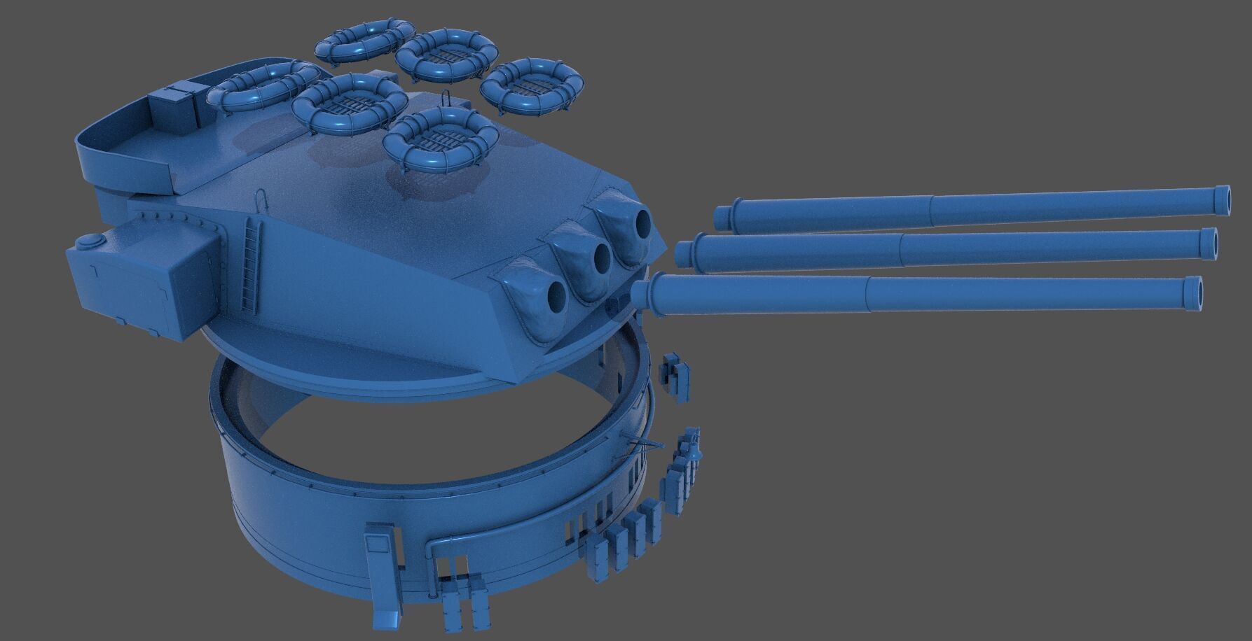 381mm WW2 Italian turret n3 - Personal license - 1-200 scale 3D print model_10