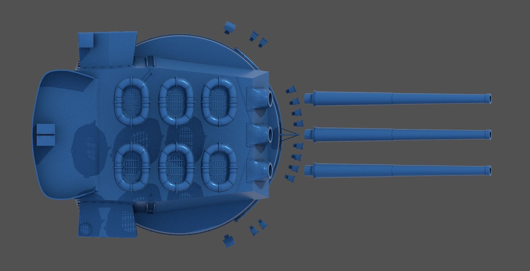 381mm WW2 Italian turret n3 - Personal license - 1-200 scale 3D print model_16