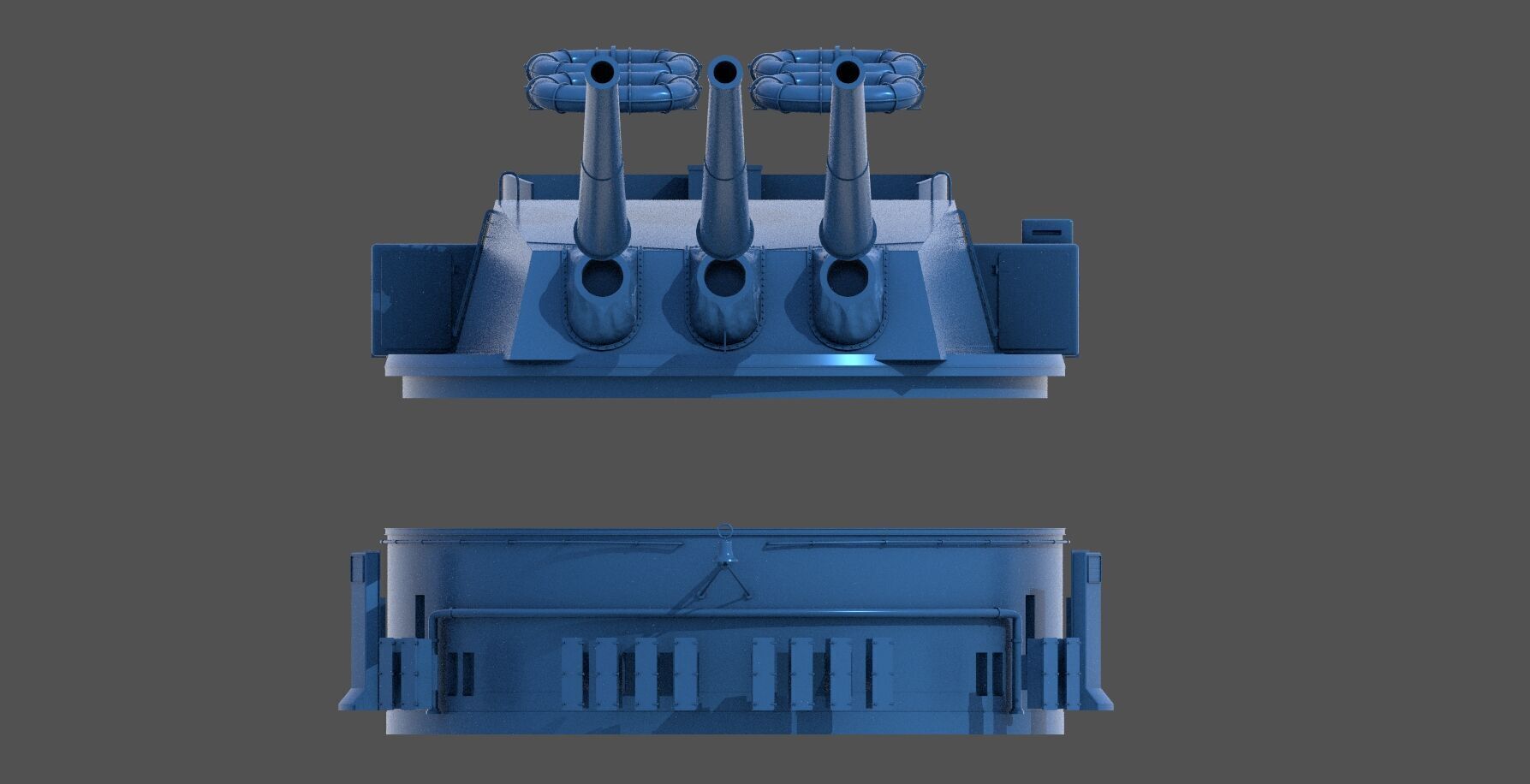 381mm WW2 Italian turret n3 - Personal license - 1-200 scale 3D print model_17