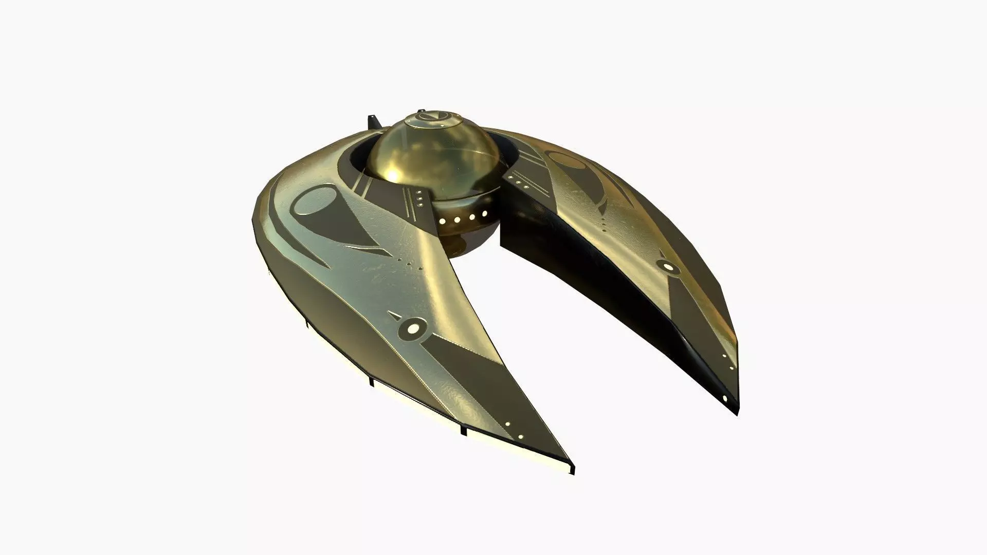 Alien Spaceship UFO I07 Gold - Sci Fi Spacecraft Design Low-poly 3D model
