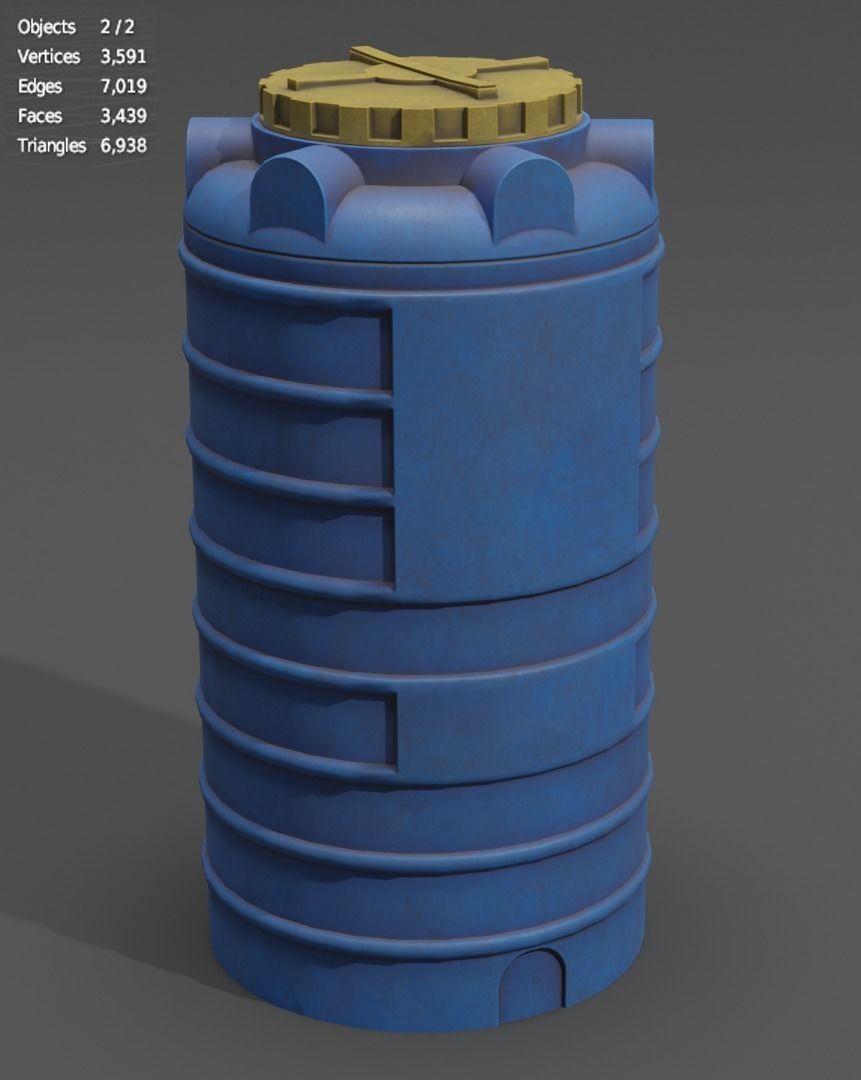 Two barrels and one metal frame for a large barrel Low-poly 3D model_3