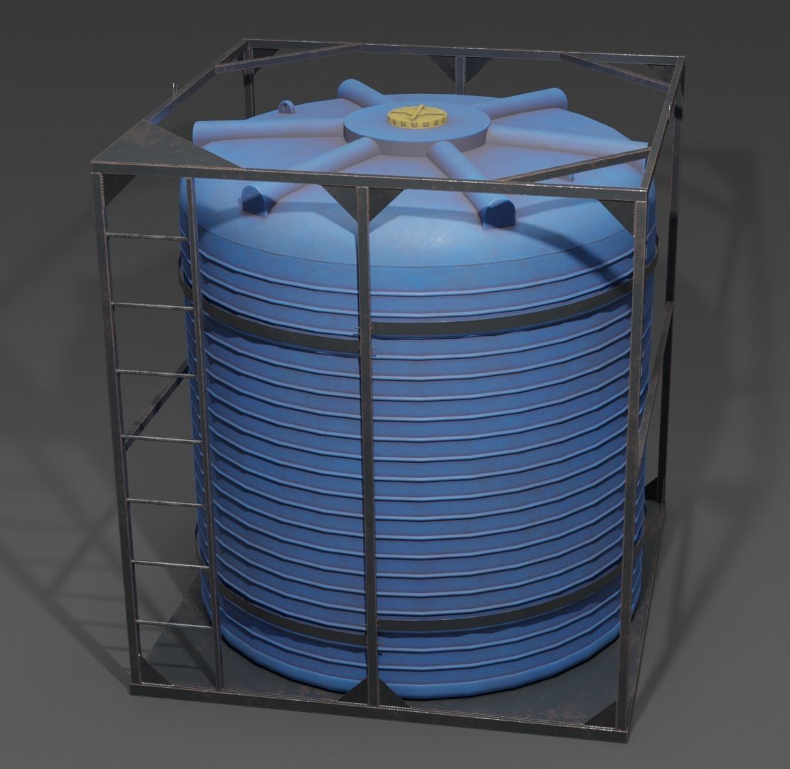 Two barrels and one metal frame for a large barrel Low-poly 3D model_6