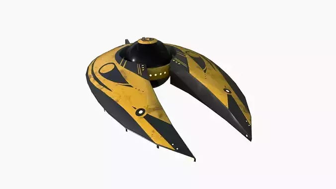Alien Spaceship UFO I08 Yellow Dirt - Sci Fi Spacecraft Design Low-poly 3D model