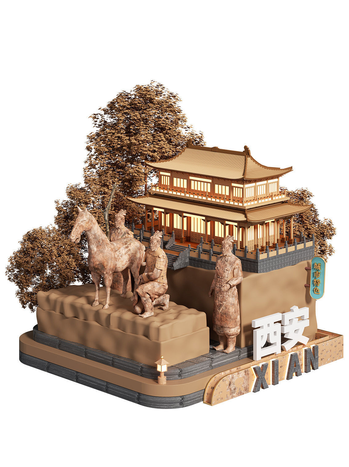 china Chinese style landmark building 1 3D model_3