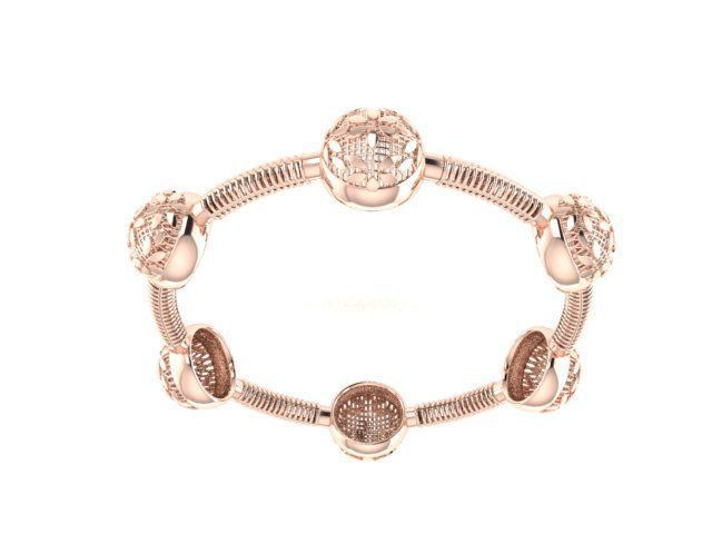 Bracelet gold and diamond 3D print model_4