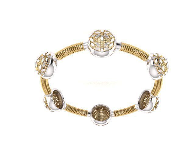 Bracelet gold and diamond 3D print model_1