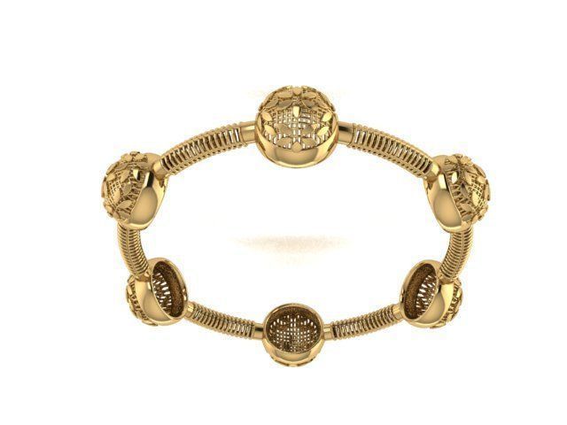 Bracelet gold and diamond 3D print model_2