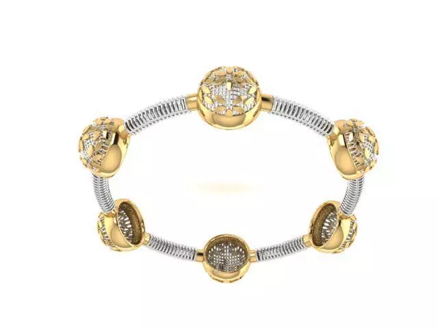 Bracelet gold and diamond 3D print model_0