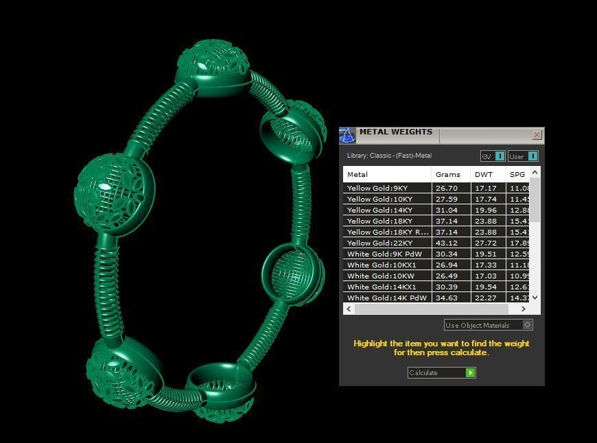 Bracelet gold and diamond 3D print model_6