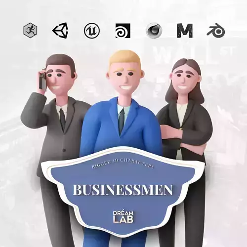 Businessmen - Rigged 3D Characters 12 Animations Low-poly 3D model