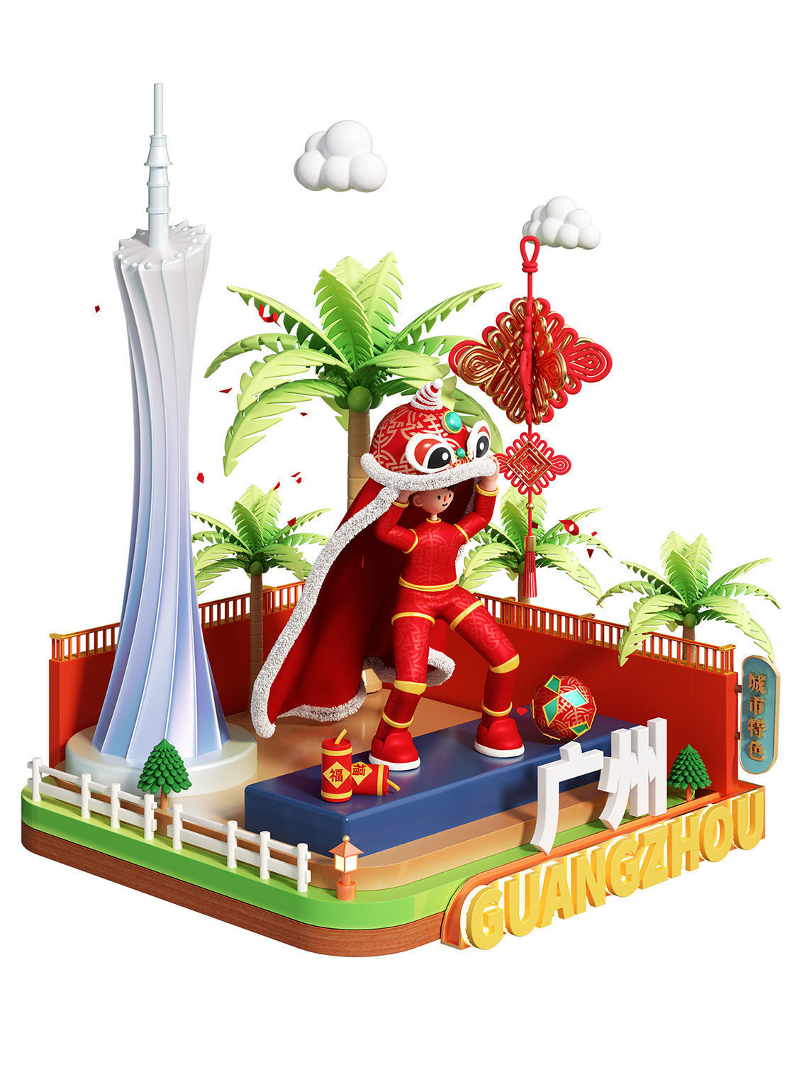 china Chinese style landmark building 2 3D model_3