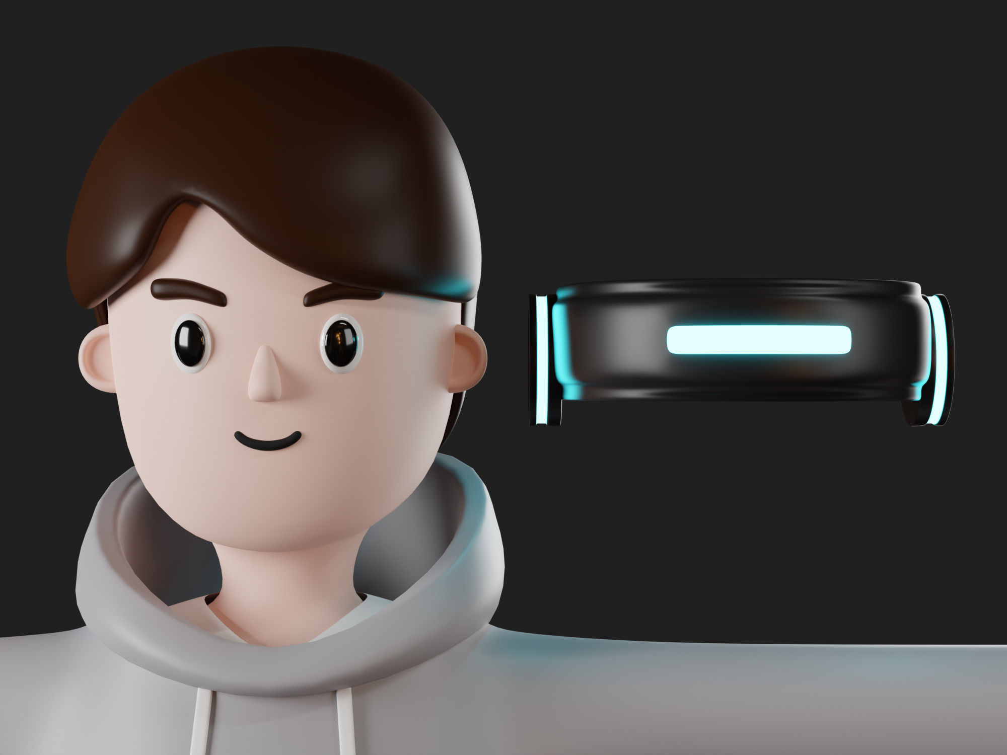 VR Character cartoon man boy futuristic with VR Glasses casual  Free 3D model_3