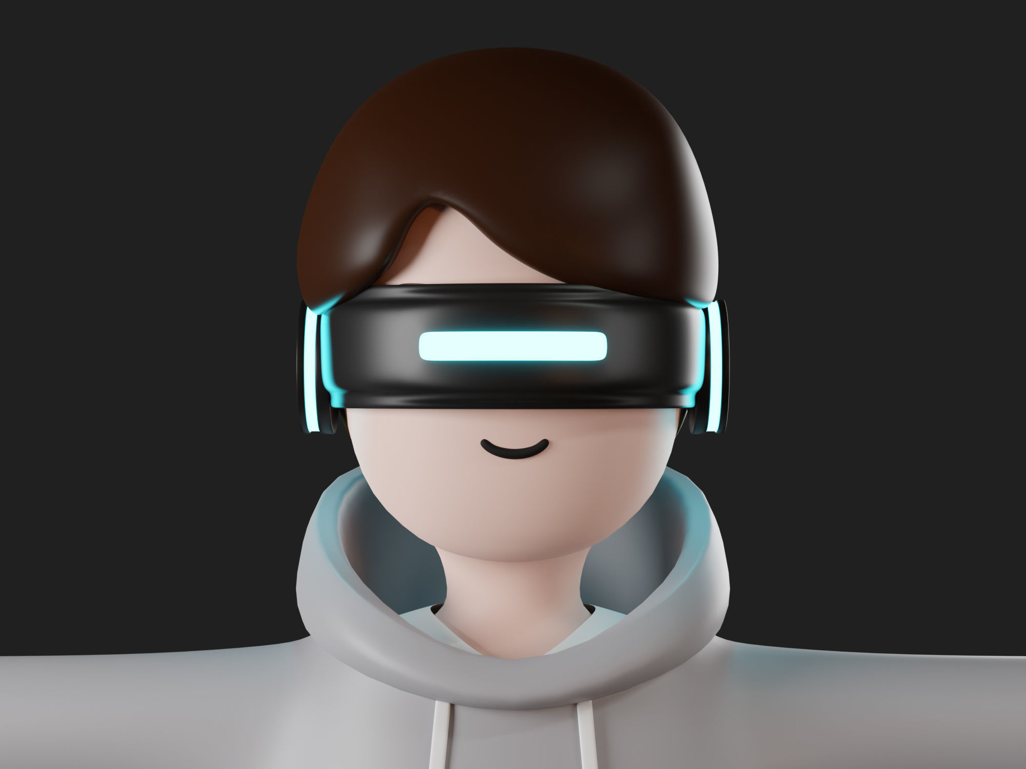 VR Character cartoon man boy futuristic with VR Glasses casual  Free 3D model_2