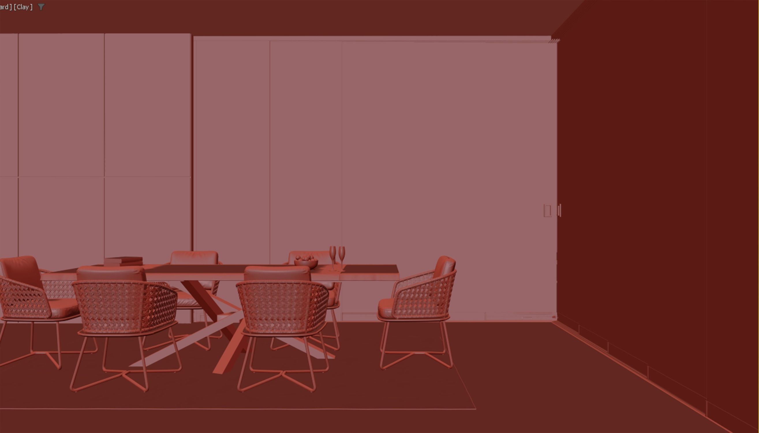 Pergola 3D Model dining room with glass walls 3D model_2