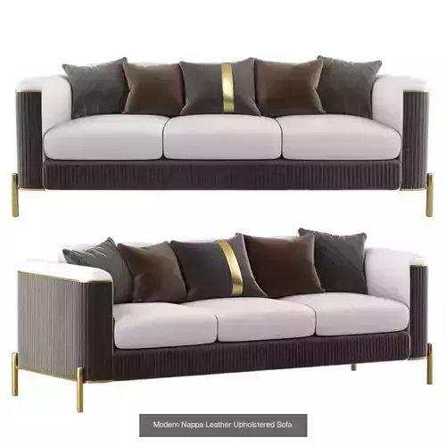 Modern Nappa Leather Upholstered Sofa And Armchair