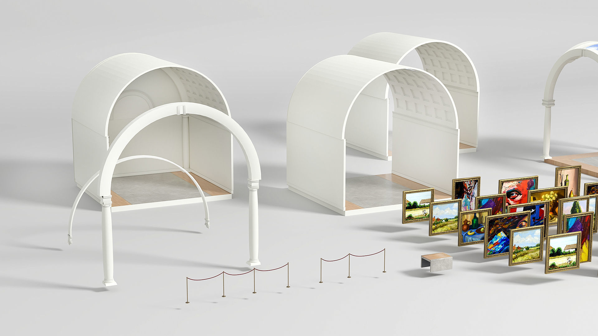 Modular low poly museum Low-poly 3D model_7