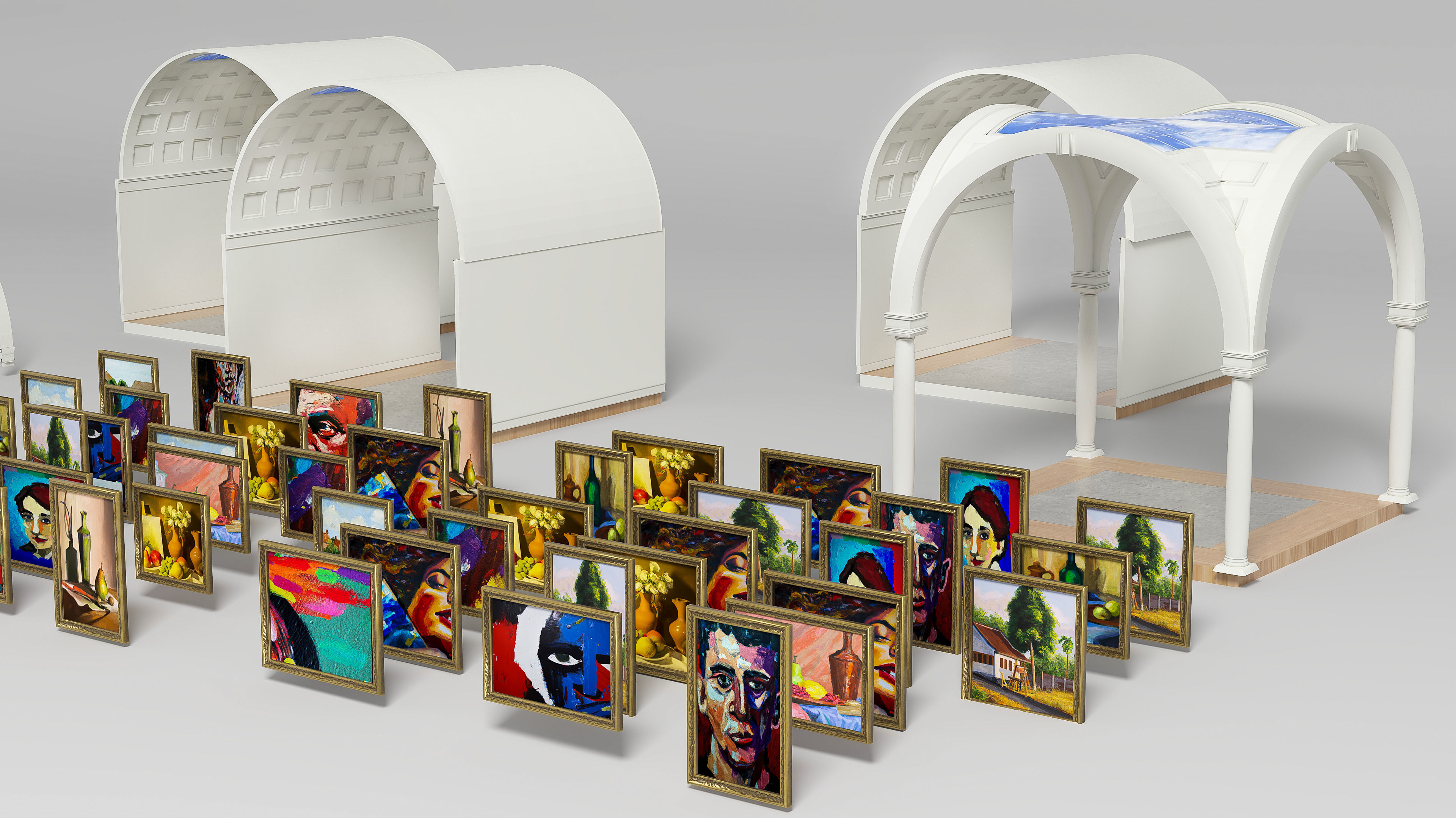 Modular low poly museum Low-poly 3D model_9