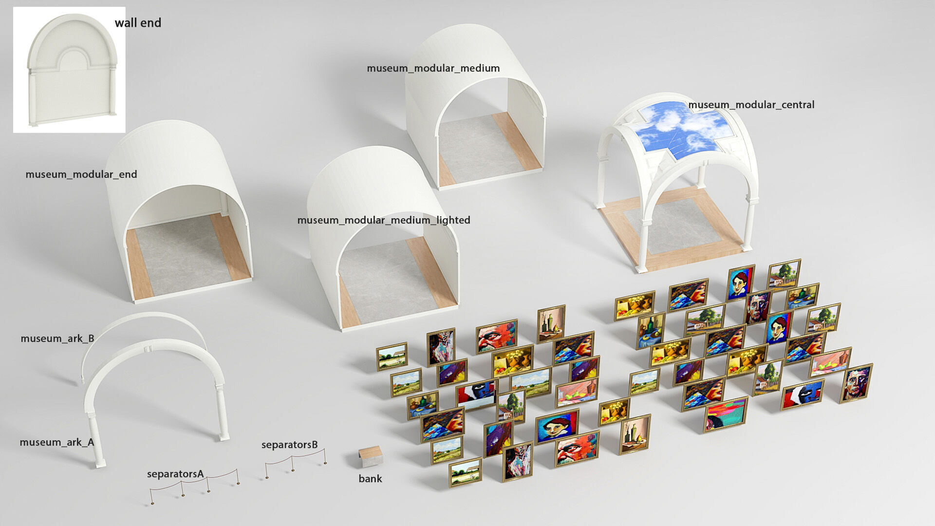 Modular low poly museum Low-poly 3D model_25