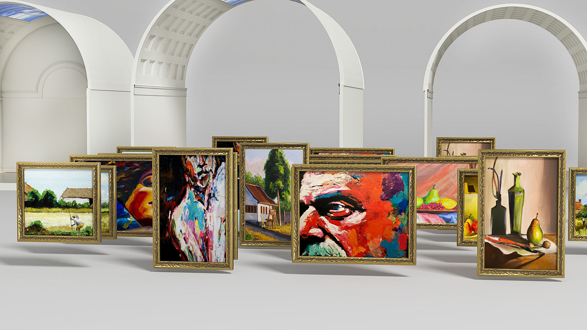 Modular low poly museum Low-poly 3D model_11