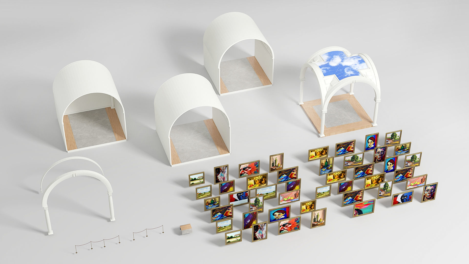 Modular low poly museum Low-poly 3D model_5