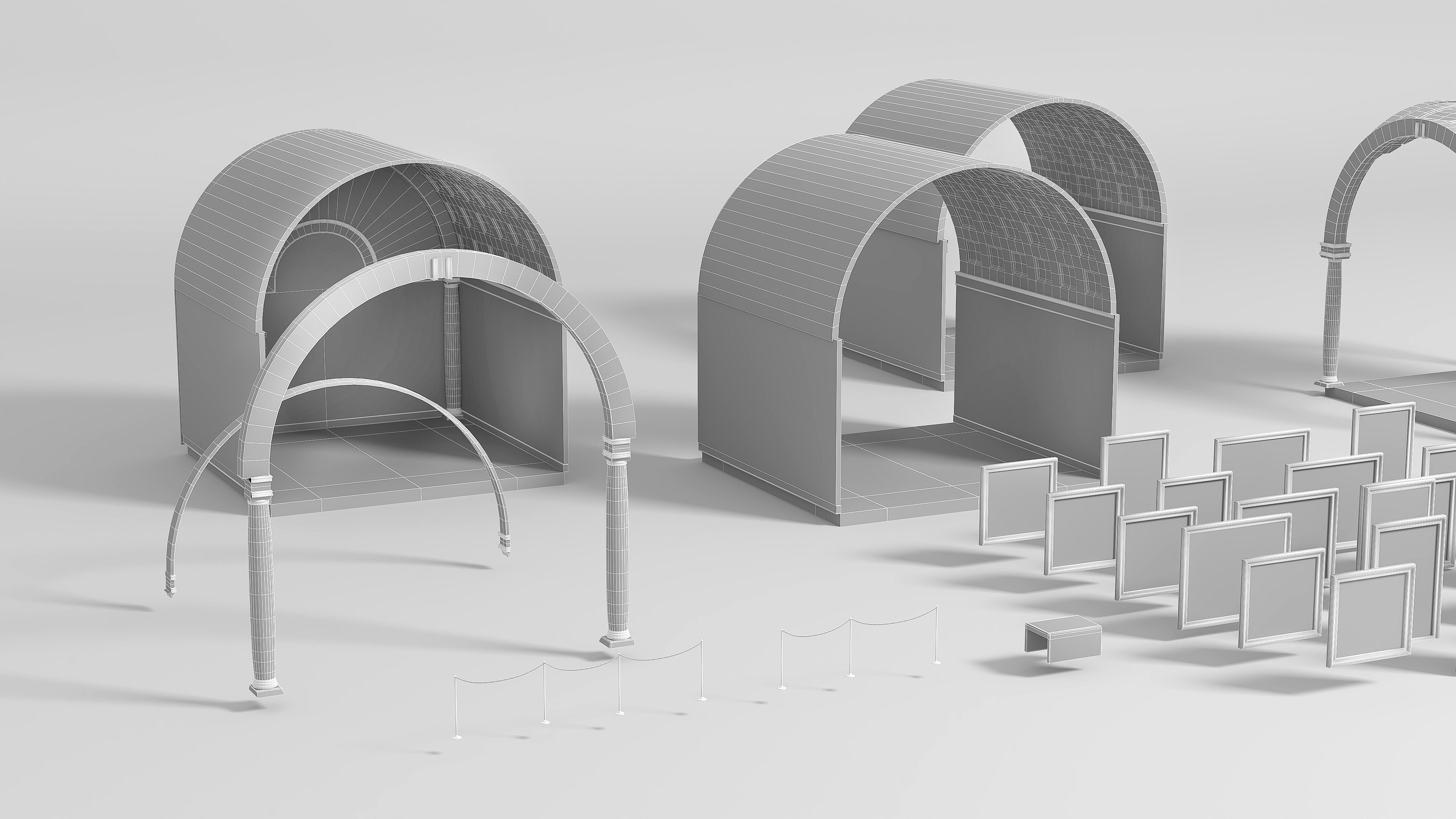 Modular low poly museum Low-poly 3D model_8