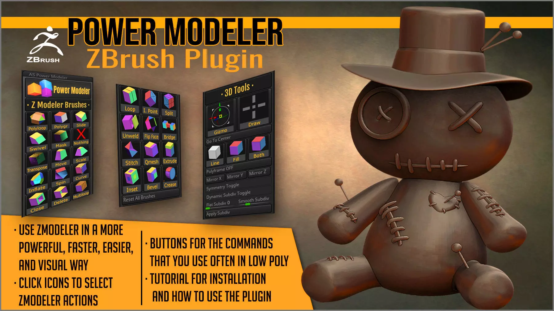 Power Modeler ZBrush Plugin 3D model_0