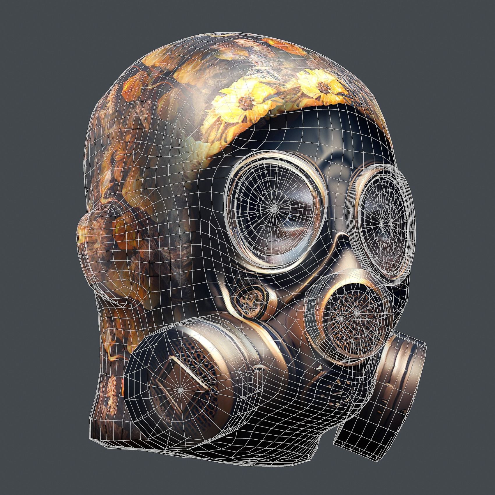 Gas mask helmet 3d model military combat Low-poly 3D model Low-poly 3D model_8